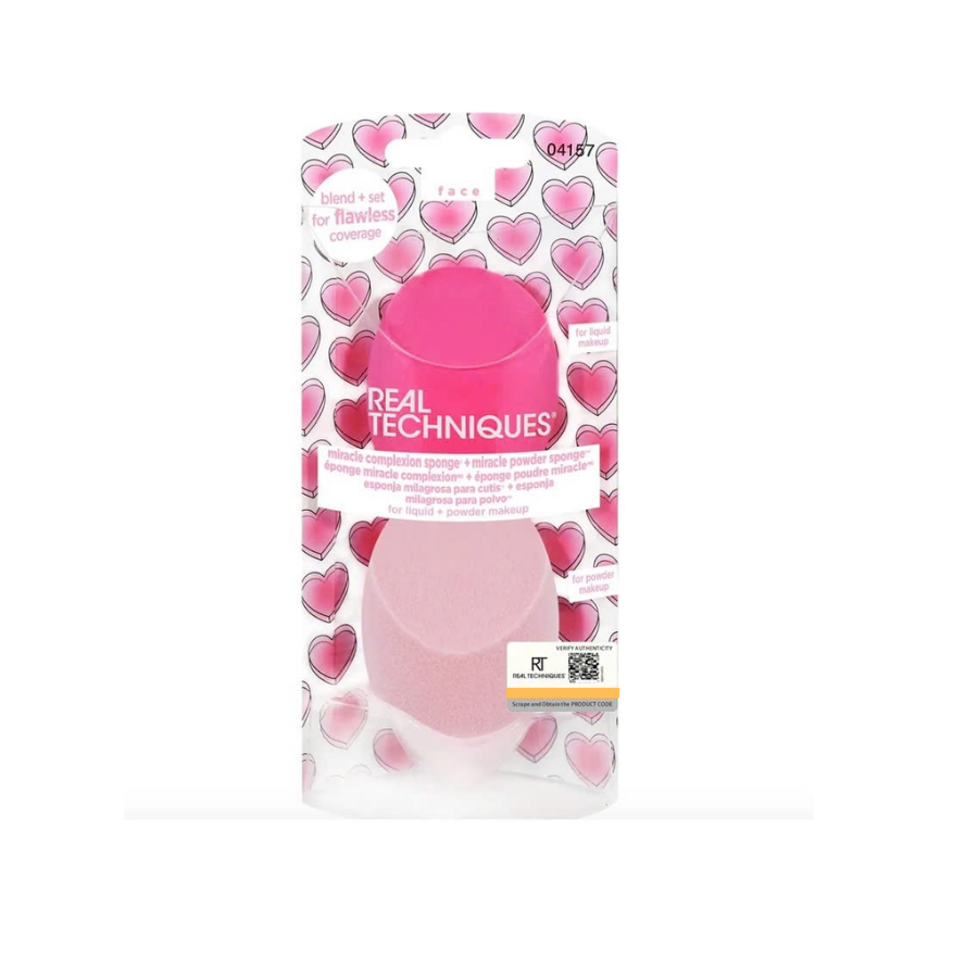 Set 2 Bông Mút Nền và Phủ Màu Hồng RT Real Techniques Miracle Powder Sponge For Liquid + Powder mask 04157